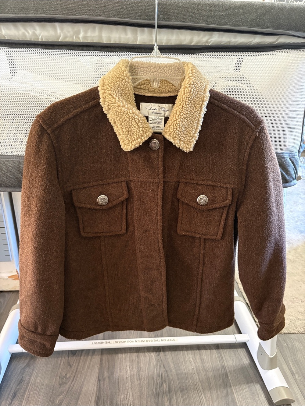 Tasha Polizzi Brown Jacket with Cream Sherpa Trim